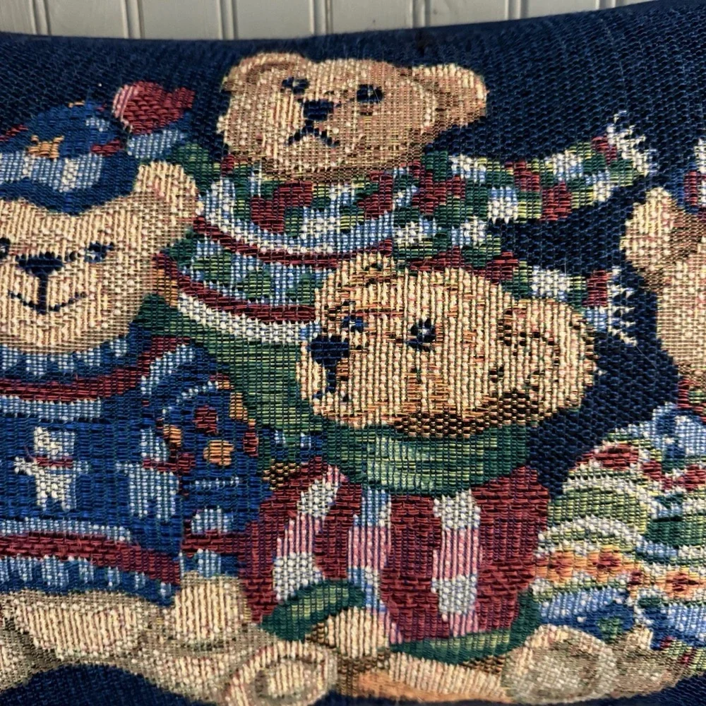 Vintage Navy Bear Tapestry Pillow Polo Bear Look Preppy Classic